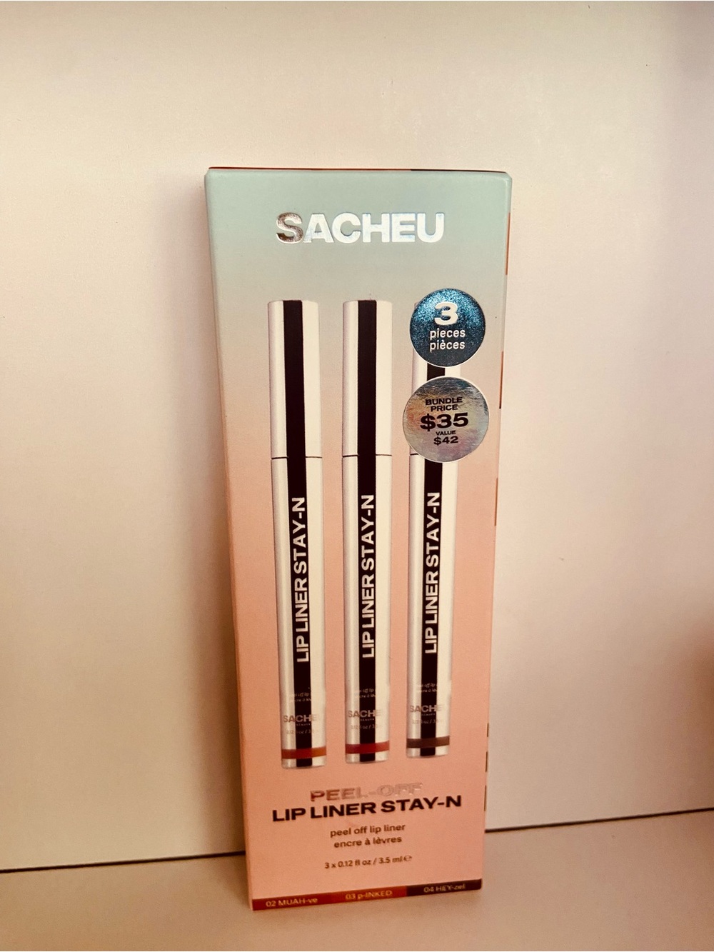 Sacheu NEW IN BOX/SEALED Peach Trio Lip Liner Set - 3-Piece Lip Liner Stay-N